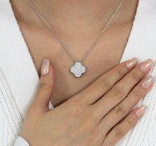 Load image into Gallery viewer, Cz paved clover necklace