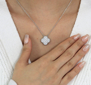 Cz paved clover necklace