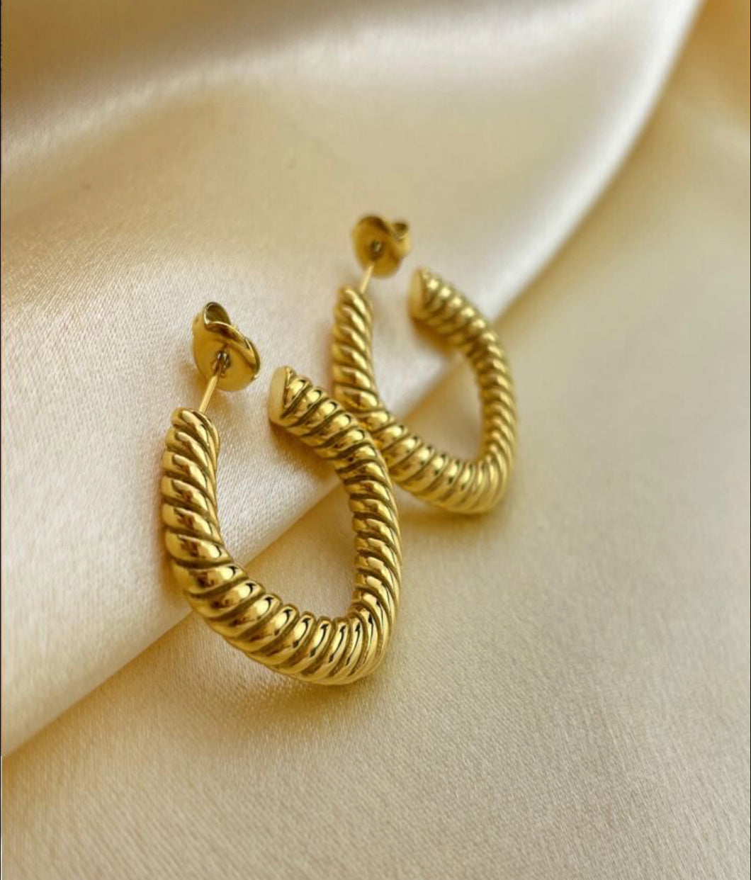 Gold twist hoops