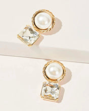 Load image into Gallery viewer, Pearl Diamond Dangle Earrings